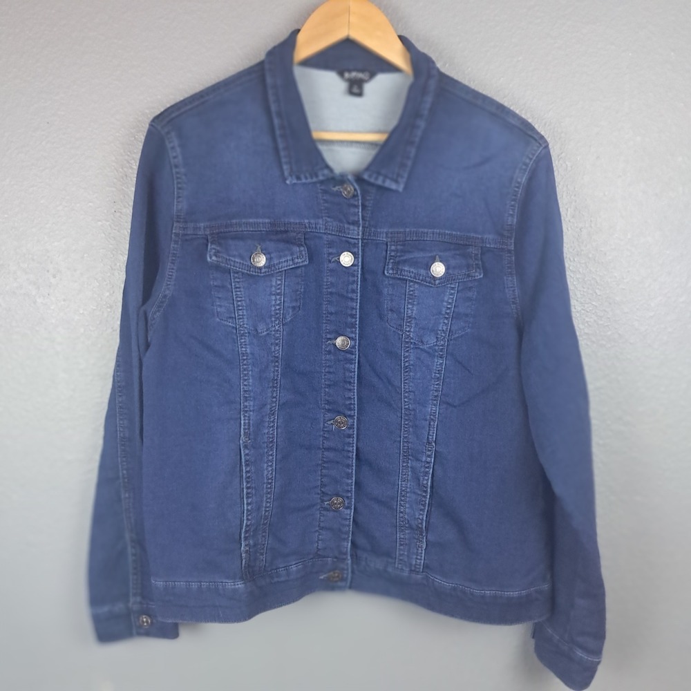 Buffalo David Bitton Womens XL Denim Trucker Jacket Medium Wash Stretch Cotton